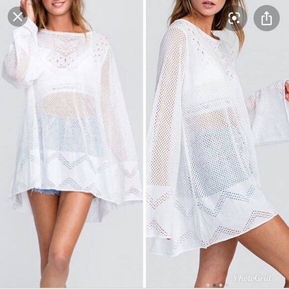 Wildfox Boho Crochet Tunic Bell Sleeve Sweater - Picture 1 of 6